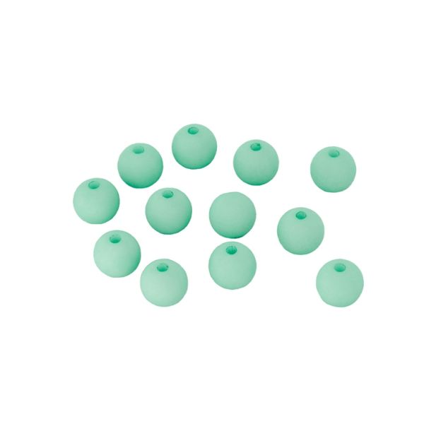 OPAQUE MATTE PLASTIC BEADS - BALL - 8mm TURQUOISE GREEN С25 - 50g Hole-1.8mm (185pcs.)
