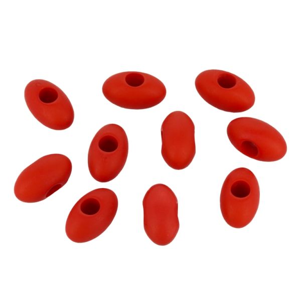 OPAQUE MATTE PLASTIC BEADS - ELLIPSOID - HOLE 5.0mm - 9x17x10mm RED - PACKAGE 500g  Hole-5.0mm (600pcs.)