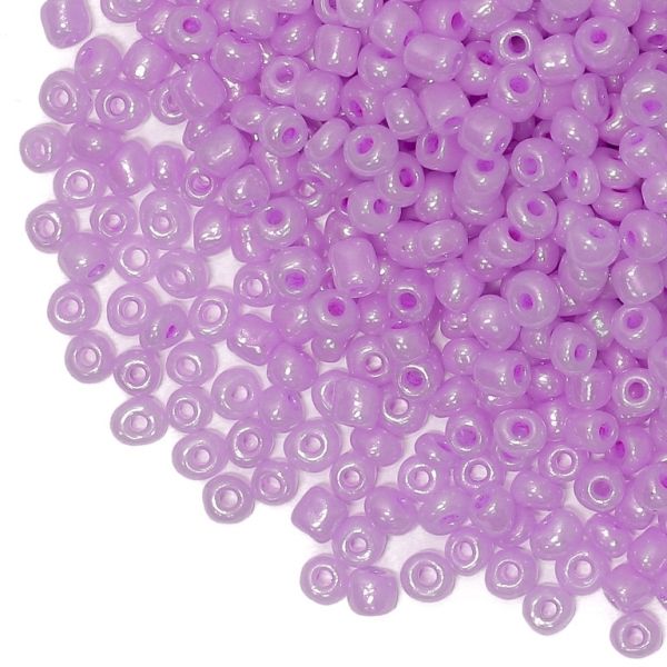GLASS SEED BEADS - BALL 4mm - CEYLON - PURPLE (LIGHT) 150 - 50g Hole-1.5mm