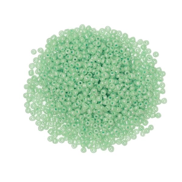 GLASS SEED BEADS - BALL 4mm - CEYLON - MINT (LIGHT) 144 - PACKAGE 450g Hole-1.5mm