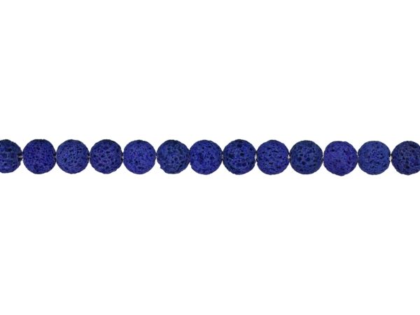 NATURAL STONE BEADS - LAVA STONE BLUE (DARK) - 8mm - STRING (48pcs.) Hole-1.2mm