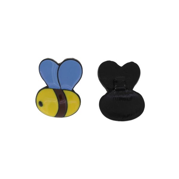 METAL BEADS WITH ENAMEL - DECORATION FOR JEWELRY - BEE 04 - 20x27x8mm YELLOW AND BLUE - PACKAGE 10pcs. Hole-5.0x3.0mm