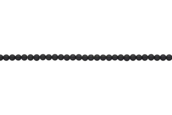 NATURAL STONE BEADS - ONYX BLACK MATTE - 4mm - STRING (94pcs.) Hole-1.0mm