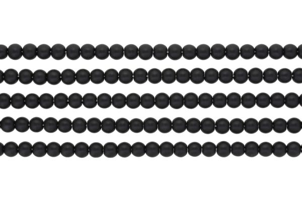 NATURAL STONE BEADS - ONYX BLACK MATTE - 6mm - PACKAGE (5x64pcs.) Hole-1.0mm