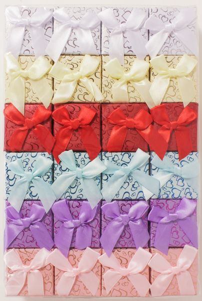 RING BOX - 5x5x3.5cm - RIBBON 18 - MIX COLORS - PACKAGE 24pcs.
