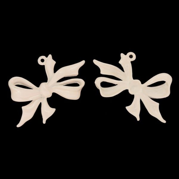 METAL BEADS WITH ENAMEL - PENDANT - RIBBON 02 - 33x27x5mm PINK (LIGHT) - PACKAGE 30pcs. Hole-1.5mm