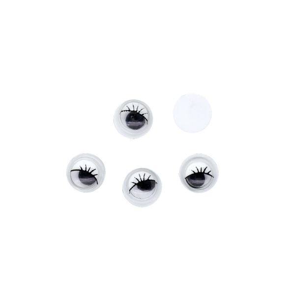MATERIALS FOR CRAFT AND DECORATION - WIGGLE EYES WITH EYELASHES 01 - 6x3mm WHITE - 100pcs.