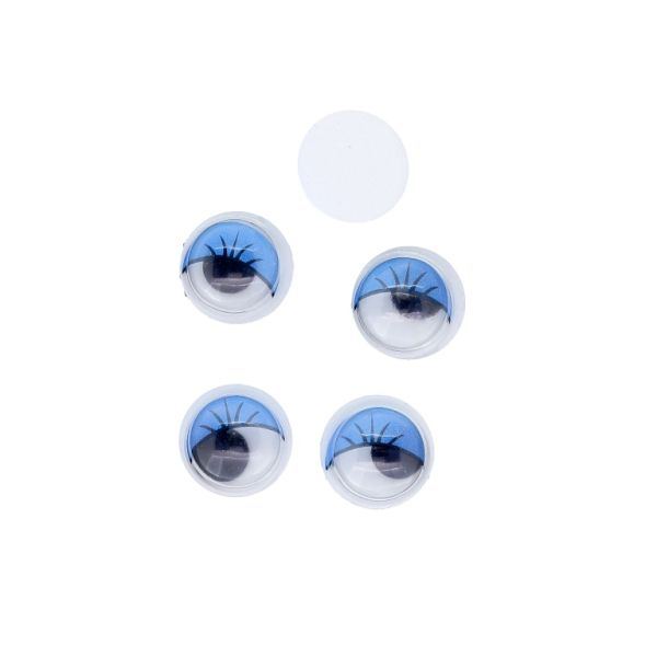 MATERIALS FOR CRAFT AND DECORATION - WIGGLE EYES WITH EYELASHES 01 - 8x3mm BLUE - 50pcs.