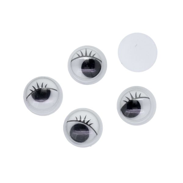 MATERIALS FOR CRAFT AND DECORATION - WIGGLE EYES WITH EYELASHES 01 - 10x4mm WHITE - PACKAGE 500pcs.