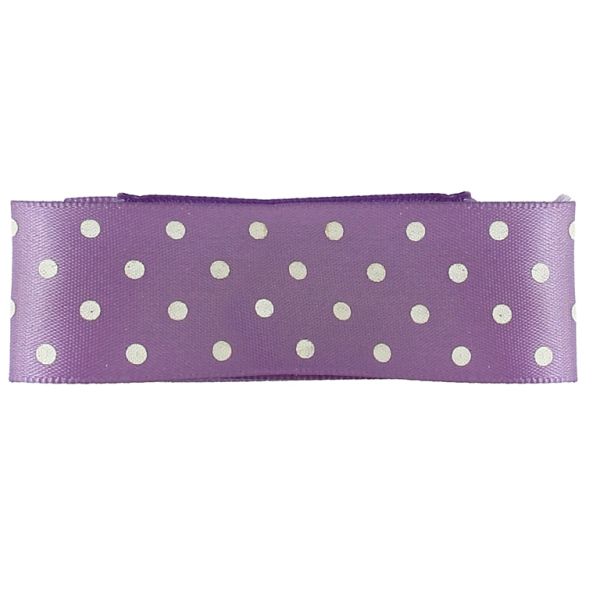 SATIN - PRINT - DOTS - 26мм PURPLE (LIGHT) AND WHITE - 100yards(91m)