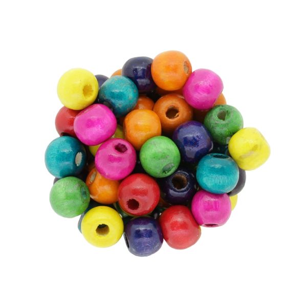 WOODEN BEADS - BALL SHAPED - 9x10mm MIX - PACKAGE 500g Hole-4.0mm (1600pcs.)
