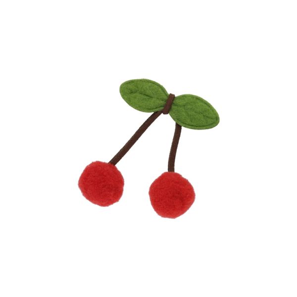 TEXTILE BEADS - FELT 3D - CHERRIES 04 - 60x75mm RED AND GREEN - PACKAGE 15pcs.