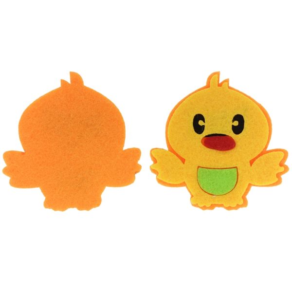 TEXTILE BEADS - FELT - CHICKEN 02 - 70x72mm ORANGE - PACKAGE 10pcs.