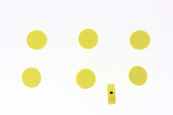 WOODEN FIGURES - 01 DISK 05 - 15x6mm YELLOW - 25pcs. Hole-2.5mm