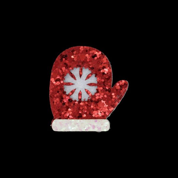 TEXTILE BEADS - FELT - GLOVE 01 - 35x38mm WHITE-RED - PACKAGE 15pcs.