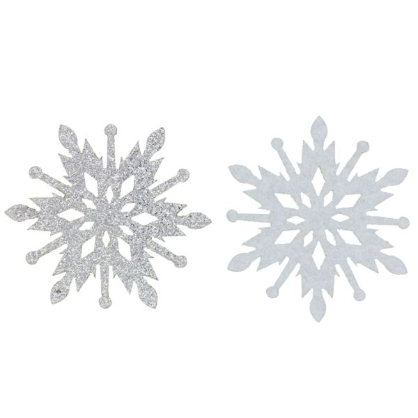 TEXTILE BEADS - FELT - SNOWFLAKE 04 - 42mm SILVER - PACKAGE 25pcs.