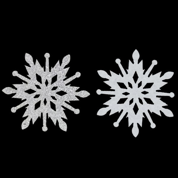 TEXTILE BEADS - FELT - SNOWFLAKE 04 - 42mm SILVER - PACKAGE 25pcs.