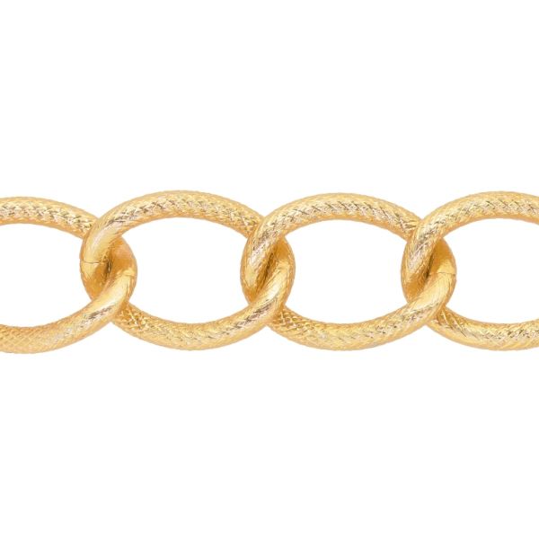 METAL CHAIN - ALUMINUM - BRAIDED ROPE TEXTURED CURB - 3x16x22mm GOLD (DARK) - PACKAGE 5meters