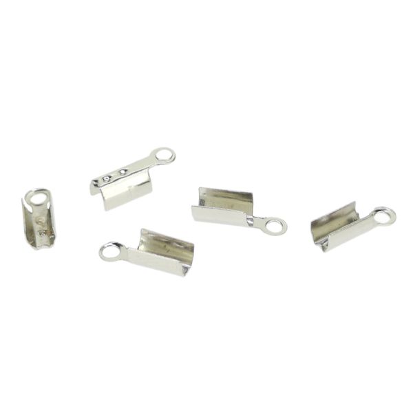 МЕТАЛНИ ЕЛЕМЕНТИ - НАКРАЙНИК С ДВОЙНО ЗАТВАРЯНЕ ЗАКРЪГЛЕН - 3х10мм НИКЕЛ - NICKEL FREE - 100 бр. Отвор-1.5мм