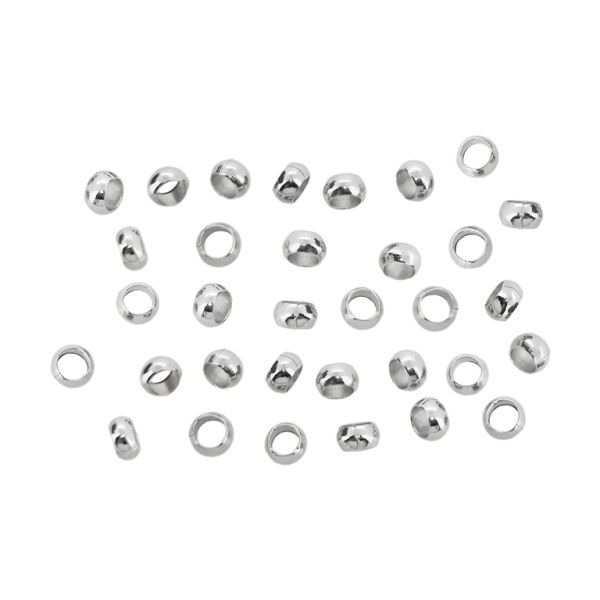 METAL ELEMENTS - CRIMP TUBES - BALL - BRASS - 3mm NICKEL COLOR - NICKEL FREE - PACKAGE 2500pcs. Hole-1.8mm