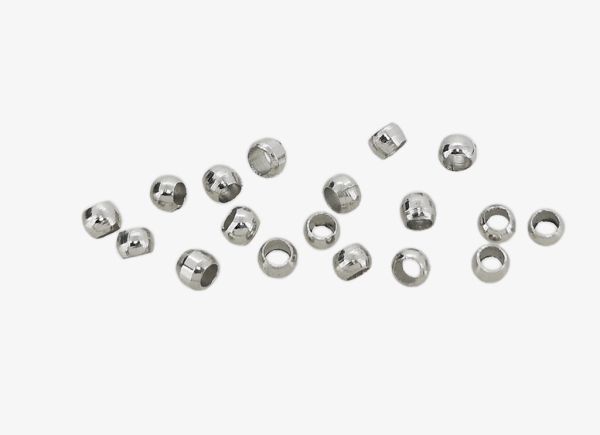 METAL ELEMENTS - CRIMP TUBES - BALL - BRASS - 2mm NICKEL COLOR - NICKEL FREE - PACKAGE 10000pcs. Hole-1.2mm