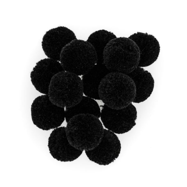 TEXTILE BEADS - POMPON POLYESTER - 16mm BLACK 09 - PACKAGE 500pcs.