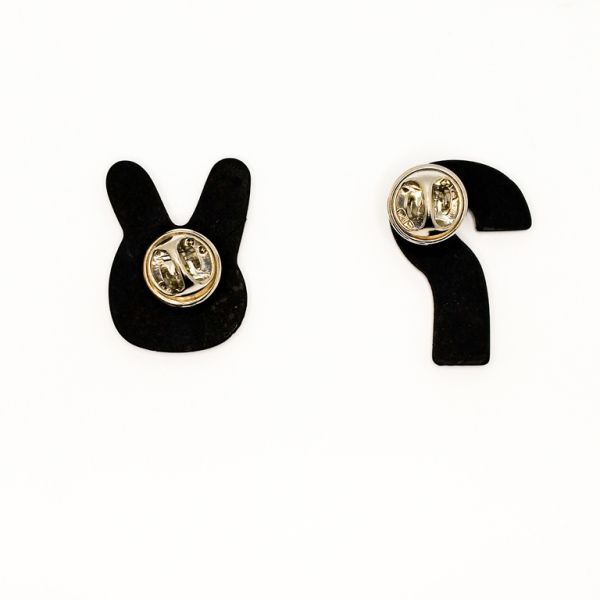 JEWELRY - BROOCH - PLASTIC - RABBIT AND QUESTION MARK B76 - NICKEL - PACKAGE (6sets)