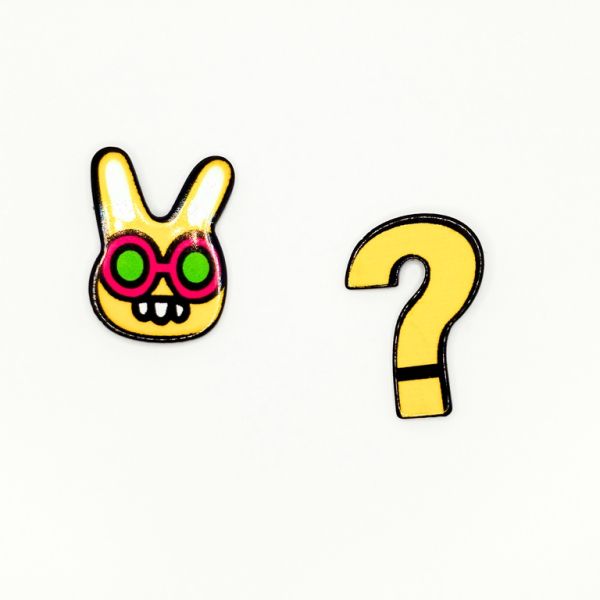 БИЖУТЕРИЯ - БРОШКА - ПЛАСТМАСА - ЗАЕК И ВЪПРОСИТЕЛЕН ЗНАК B76 - НИКЕЛ - 1 компл. (2бр.)