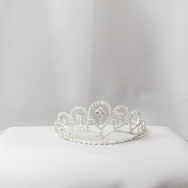 JEWELRY - ACCESSORY FOR HAIR - TIARA - METAL AND CRYSTALS - MODEL 15 - SILVER - PACKAGE 3pcs.