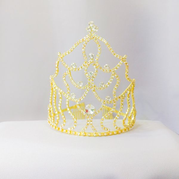 JEWELRY - ACCESSORY FOR HAIR - TIARA - METAL AND CRYSTALS - MODEL 17 - GOLD - 1pc.