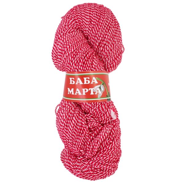 YARN - BABA MARTA 54 - 1mm - WHITE-RED - 300m - ACRYLIC AND POLYESTER - 1 skein