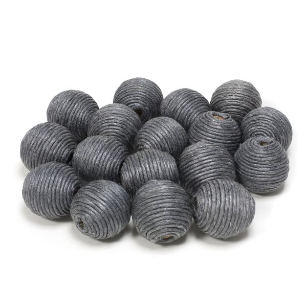 BALL WITH THREAD - COTTON - 16mm - GRAY (DARK) 319 - 10pcs. Hole-4.0mm