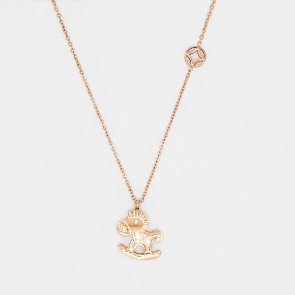 JEWELRY - NECKLACE - STAINLESS STEEL - HORSE К056 - 1.5x1.9cm ROSE GOLD - PACKAGE 6pcs.