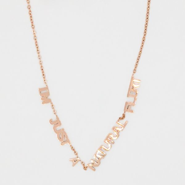 JEWELRY - NECKLACE - STAINLESS STEEL - INSCRIPTION К014 - 9.4x0.5cm ROSE GOLD - PACKAGE 6pcs.