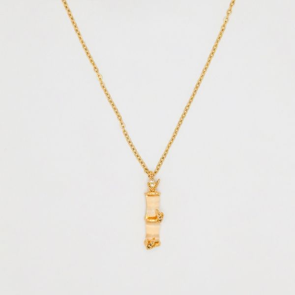 JEWELRY - NECKLACE - STAINLESS STEEL AND CAT'S EYE - BAMBOO К058 - 0.5x2.2cm GOLD AND WHITE - PACKAGE 6pcs.