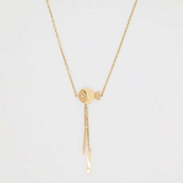 JEWELRY - NECKLACE - STAINLESS STEEL AND CRYSTAL - FISH К053 - 1.2x4.1cm GOLD - 1pc.