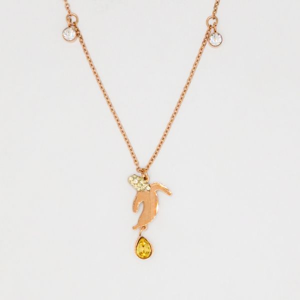 JEWELRY - NECKLACE - STAINLESS STEEL WITH CRYSTALS - BANANA К036 - 1.2x2.6cm ROSE GOLD-WHITE-YELLOW - 1pc.
