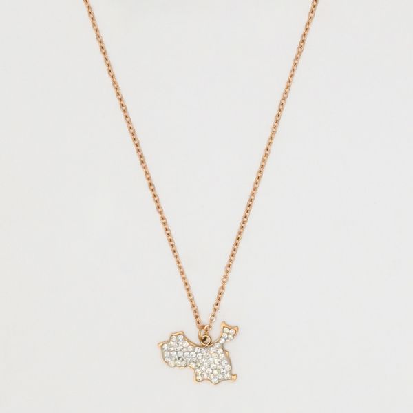 JEWELRY - NECKLACE - STAINLESS STEEL WITH CRYSTALS - К022 - 1.6x1.6cm ROSE GOLD AND WHITE - 1pc.