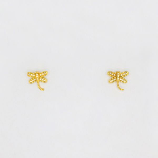 БИЖУТЕРИЯ - ОБЕЦИ - ВИНТ - ЦИРКОН - ВОДНО КОНЧЕ Е198 - 1.2х1.2см ЗЛАТИСТО - ПАКЕТ 6 чифта