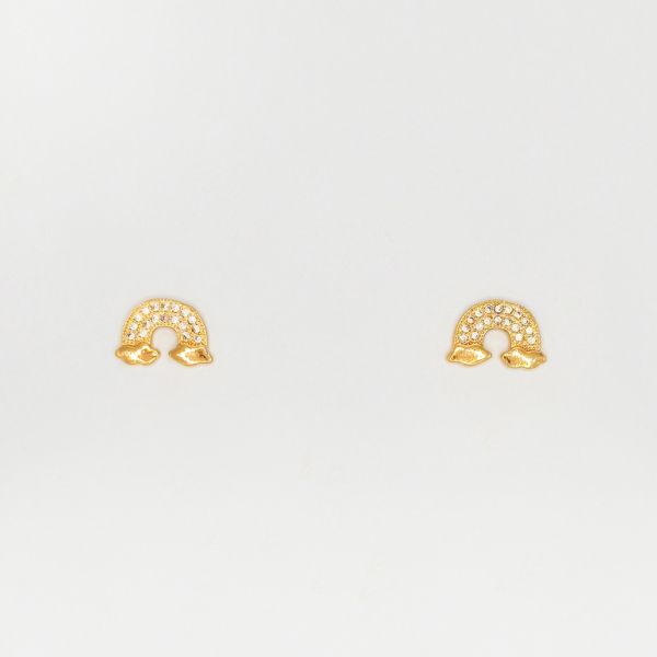 БИЖУТЕРИЯ - ОБЕЦИ - ВИНТ - ЦИРКОН - ДЪГА Е223 - 1.4х1.0см ЗЛАТИСТО РОЗОВО - 1 чифт