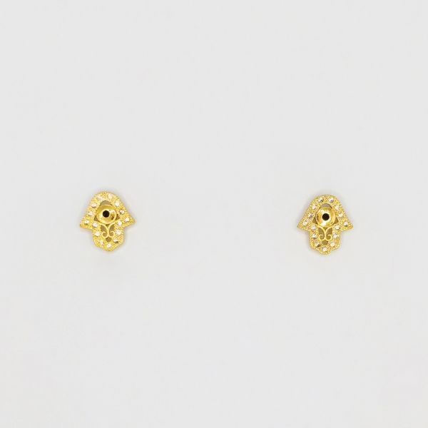 БИЖУТЕРИЯ - ОБЕЦИ - ВИНТ - ЦИРКОН - Е188 - 1.3х1.9см ЗЛАТИСТО - ПАКЕТ 6 чифта