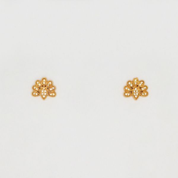 БИЖУТЕРИЯ - ОБЕЦИ - ВИНТ - ЦИРКОН - Е225 - 1.4х1.2см ЗЛАТИСТО РОЗОВО - 1 чифт