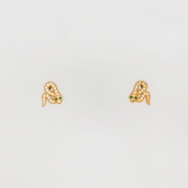 БИЖУТЕРИЯ - ОБЕЦИ - ВИНТ - ЦИРКОН - ЗМИЯ Е229 - 1.2х1.1см ЗЛАТИСТО РОЗОВО - 1 чифт