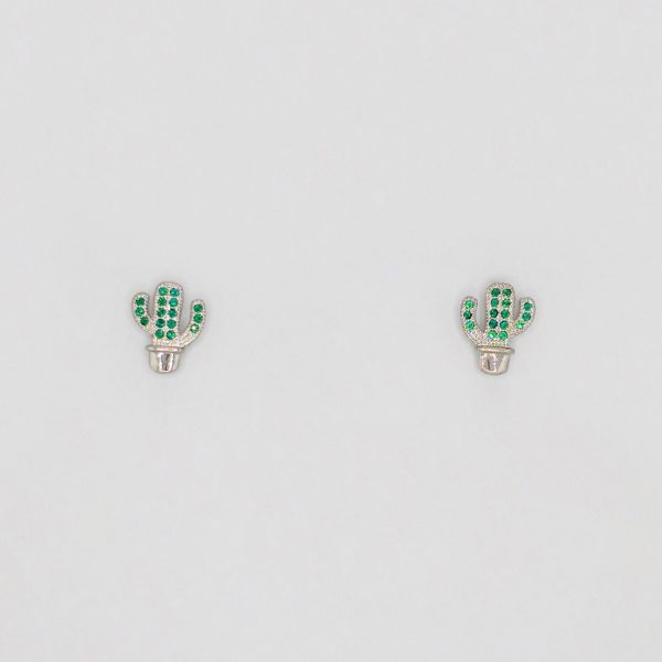 БИЖУТЕРИЯ - ОБЕЦИ - ВИНТ - ЦИРКОН - КАКТУС Е190 - 1.1х1.3см НИКЕЛ - 1 чифт