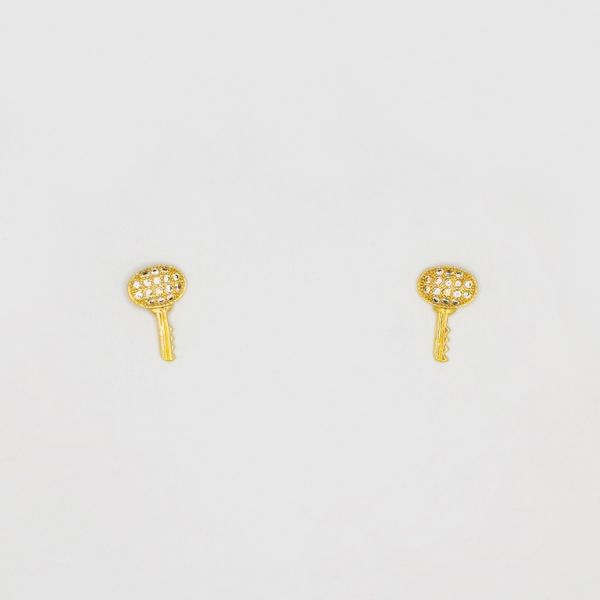 БИЖУТЕРИЯ - ОБЕЦИ - ВИНТ - ЦИРКОН - КЛЮЧ Е193 - 1.0х1.5см ЗЛАТИСТО - 1 чифт