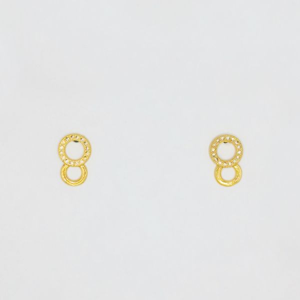 БИЖУТЕРИЯ - ОБЕЦИ - ВИНТ - ЦИРКОН - КРЪГОВЕ Е210 - 1.1х1.6см ЗЛАТИСТО - ПАКЕТ 6 чифта