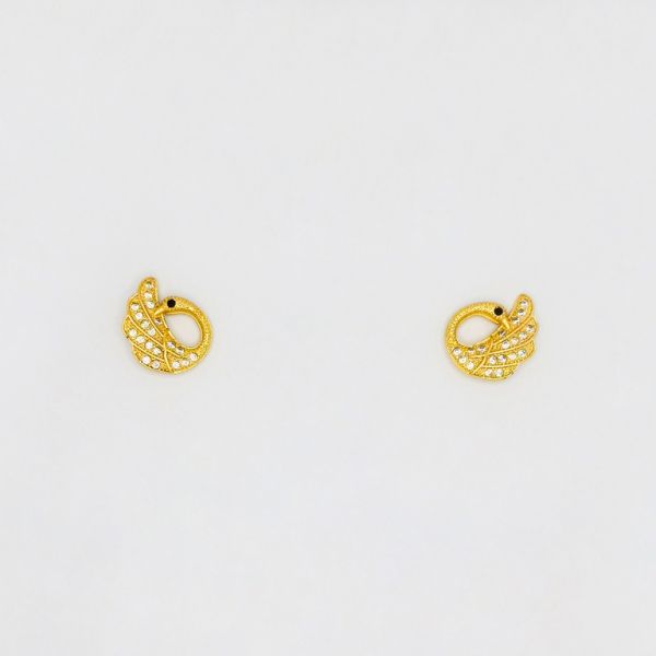 БИЖУТЕРИЯ - ОБЕЦИ - ВИНТ - ЦИРКОН - ЛЕБЕД Е206 - 1.3х1.3см ЗЛАТИСТО - 1 чифт