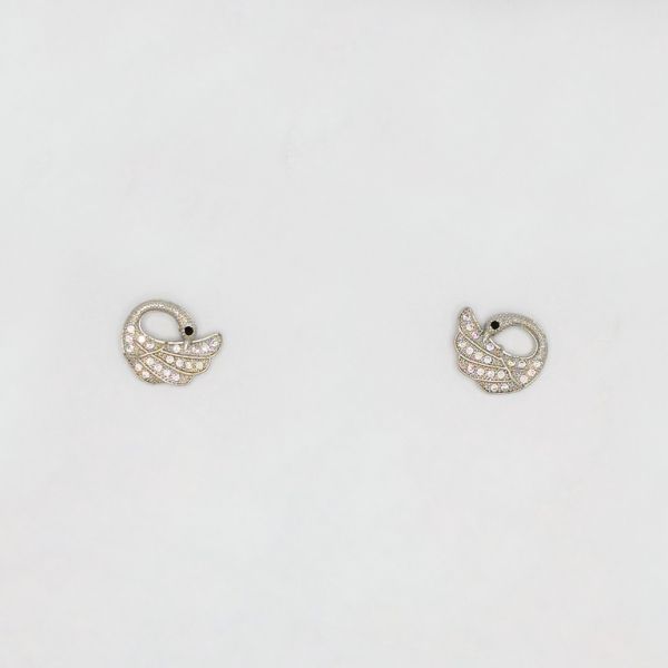 БИЖУТЕРИЯ - ОБЕЦИ - ВИНТ - ЦИРКОН - ЛЕБЕД Е206 - 1.3х1.3см НИКЕЛ - 1 чифт