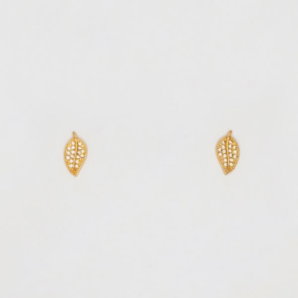 БИЖУТЕРИЯ - ОБЕЦИ - ВИНТ - ЦИРКОН - ЛИСТО Е216 - 0.7х1.4см ЗЛАТИСТО РОЗОВО - ПАКЕТ 6 чифта