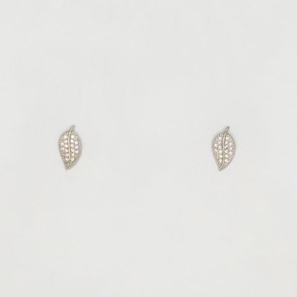 БИЖУТЕРИЯ - ОБЕЦИ - ВИНТ - ЦИРКОН - ЛИСТО Е216 - 0.7х1.4см НИКЕЛ - ПАКЕТ 6 чифта